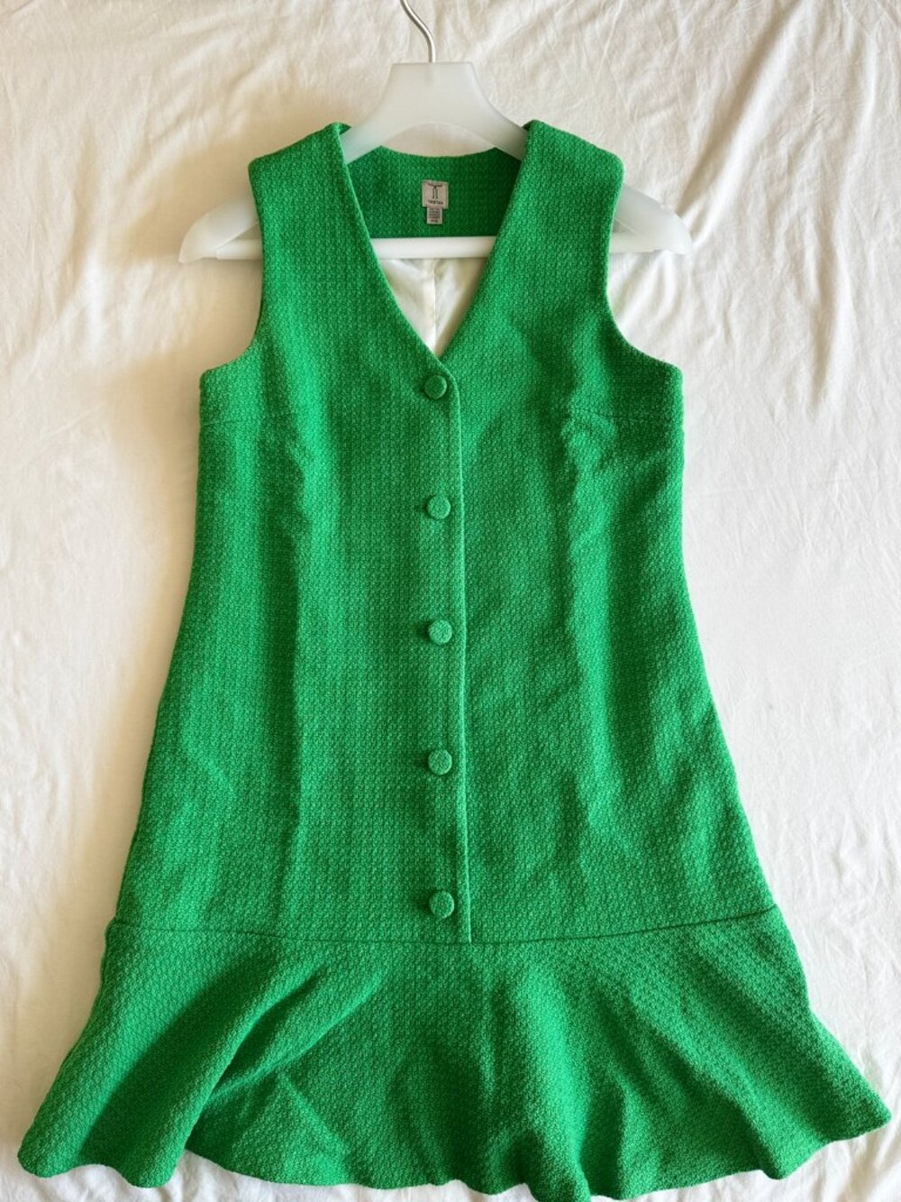 Tristan Structured Vest Cotton Jacquard Blend Green Small